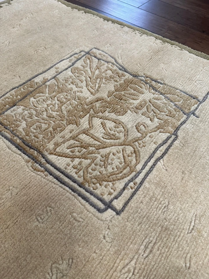 Modern Contemporary Handmade Nepalese Accent Rug, Neutral Colors, Thick Pile,3x4 - Image 4 of 4