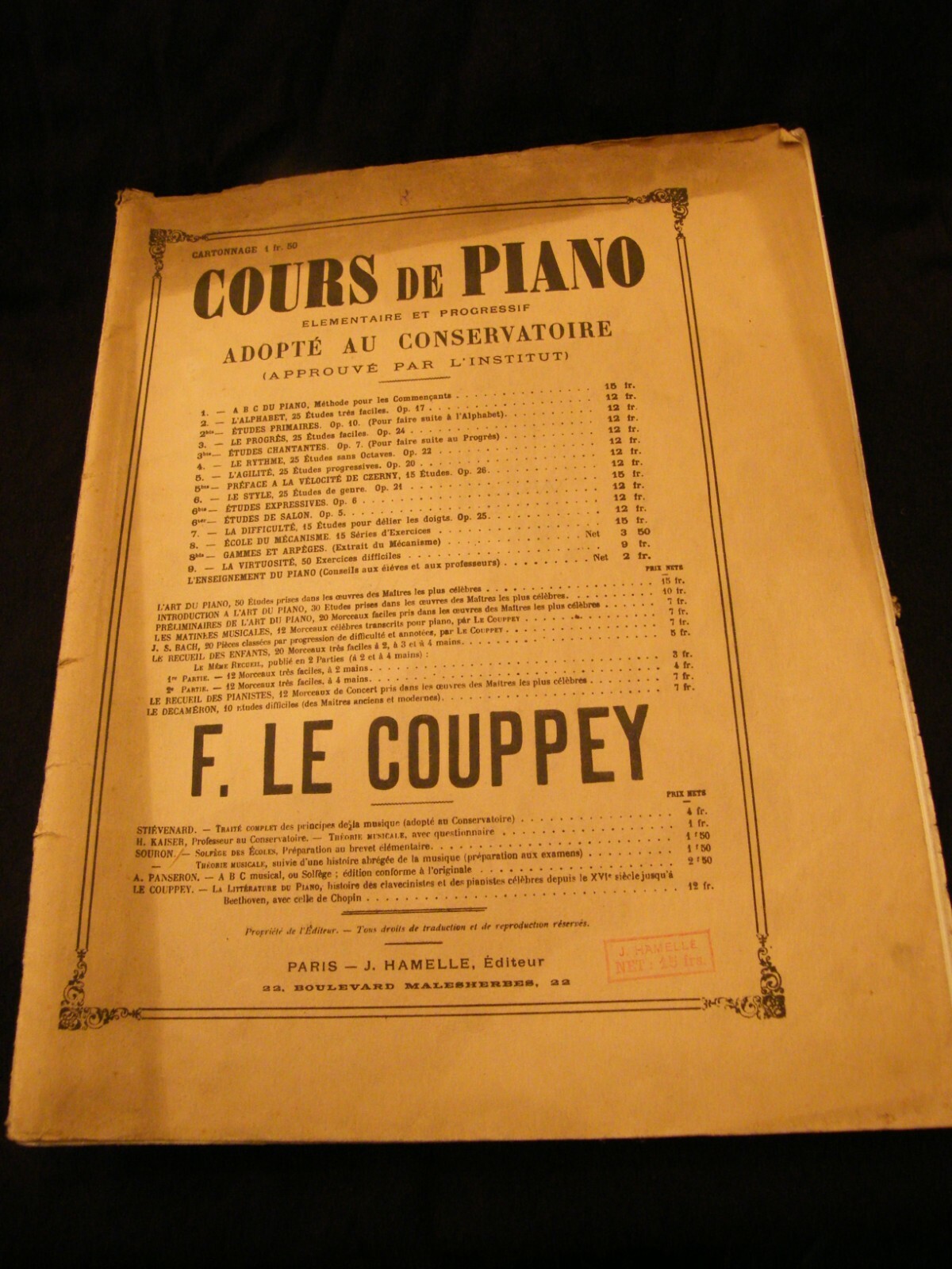 Piano Course Partition F Le Couppey Music Sheet