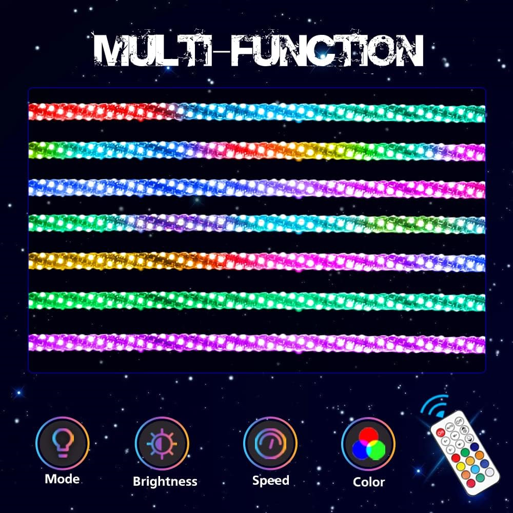 Wayup 2Pcs 4ft LED Whip Lights with Remote Control Spiral Lighted Whips