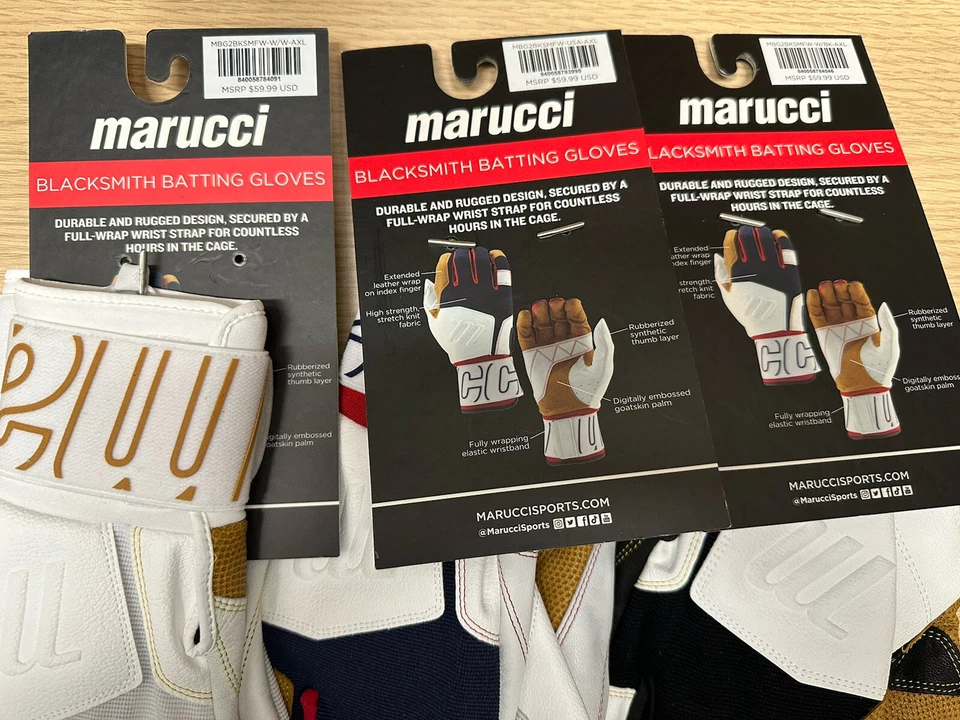3-2024-Marucci MBG2BKSMFW V2 Guantes de Bateo Herrero Adulto-XL Blanco Negro, Tostado Foto 2 de 2
