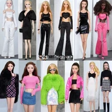 Pink White Black 1/6 Doll Clothes Outfits Set Top Shirt Pants Skirt Dress 11.5"