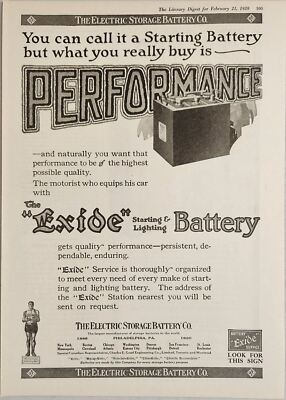 #ad 1921 Print Ad Exide Batteries Electric Storage Battery Company PhiladelphiaPA $22.42