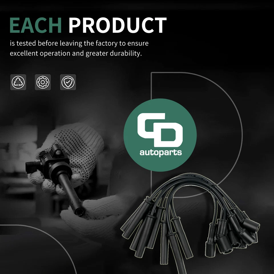 Cable de bujía 671-8170 HQ 8 para Dodge Ram 1500 Dakota Jeep Chrysler Aspen 4,7 L Foto 3 de 4