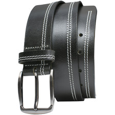 Millennial Black Leather Belt Stitched by Nickel Zero Nickel Free Buckle