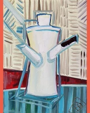 ORIGINAL Oil Painting On CANVAS Still Life Tea Pot Painting Impasto Textured