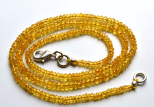 16" NATURAL YELLOW SAPPHIRE FACETED Rondelle BEADS NECKLACE 2 - 3 MM AAA
