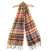 V. Fraas Cashmink Womens Scarf Multi Size 11x63.5 Knit 100 Acrylic Plaid