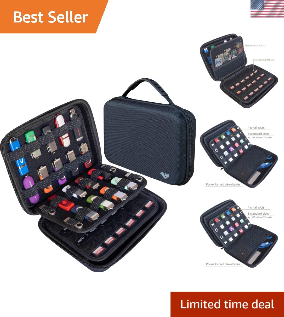 Hard Shell USB Flash Drive Memory Card Organizer Case for External Storage-image