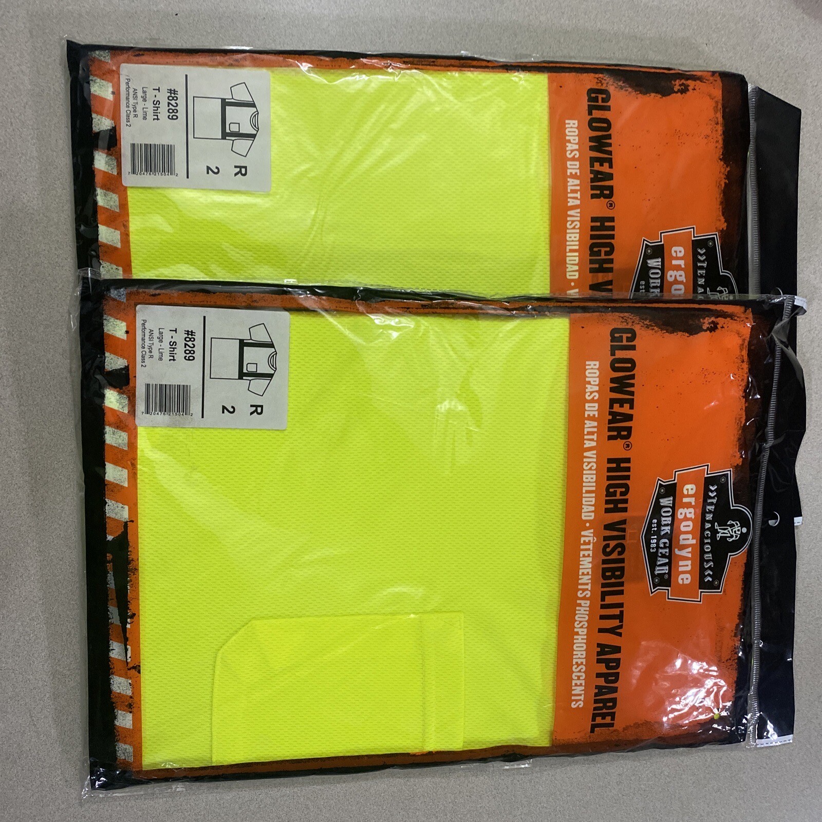 Ergodyne Glowear High Visibility Apparel T-Shirt #8289 Lime Large Set Of 2
