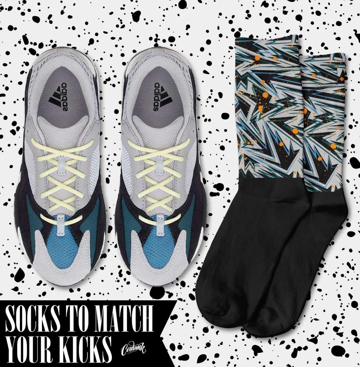 ABSTRACT Socks for YZ 700 Wave Runner Grey Teal Orange T Shirt 350