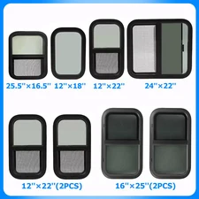 12"~ 25" W 16" ~ 24" H RV Window W/ Trim Ring For RV Cargo Trailer Camper Truck