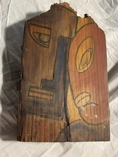 Vintage Original Outsider Folk Modern Art Abstract On Wood