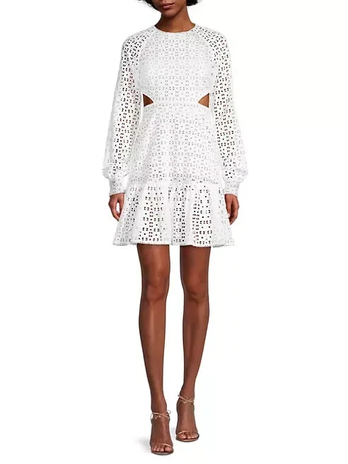 MICHAEL Michael Kors minidress donna ritagliato occhiello 10 bianco chiusura zip posteriore