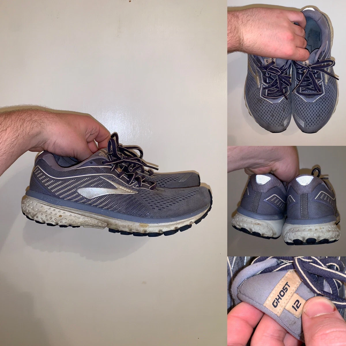 Brooks Ghost 12 Running Shoes Womens Size 8 Gray Comfort Reflective Lace Up  Logo | eBay