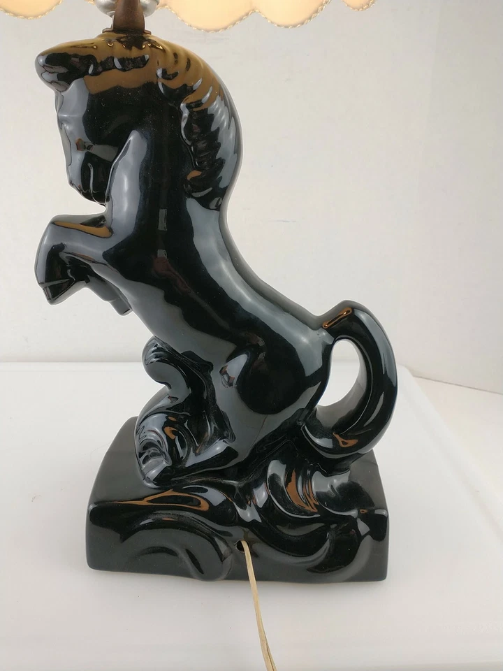 Ceramic Black Stallion lamp,  Horse Rearing Stallion Table lamp  - Image 4 of 4