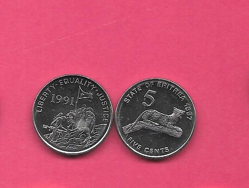 ERITREA KM44  1997 5 CENT UNCIRCULATED-MINT UNC-BU OLD VINTAGE ANIMAL COIN