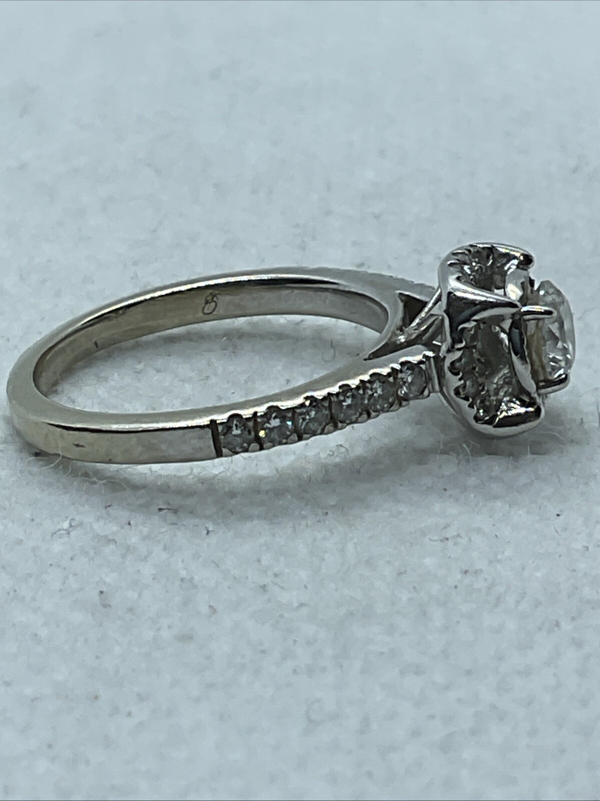 CUTE Solid 14K White Gold Solitaire Round & Accen… - image 7