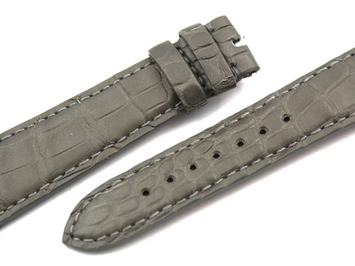 Watch Strap Real Leather Alligator Gray Green Pearled 20/16mm Handmade - Bild 4 von 4