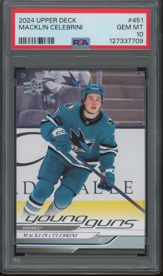 2024 Upper Deck Young Guns #451 Macklin Celebrini RC Rookie Gem Mint PSA 10