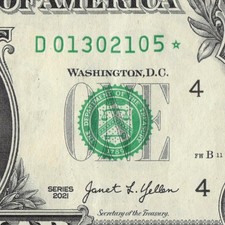 Series 2021 Star Note D Cleveland 3.2M Pack Note $1 Dollar Bill D01302105*