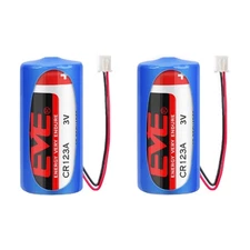 New 2PCS CR123A 3V 1500mAh Non-rechargeable Li-ion Battery with 2.54 White Plug