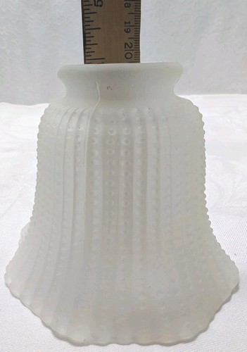 3 Vtg Frosted Clear Glass Octagonal Dot Ribbed Bell Fan/Light Shades Fitter 2.25 - Bild 15 von 20