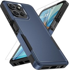 Shockproof Heavy-Duty Case Tempered Glass for Moto G Power 2025/G Play 2025 Navy