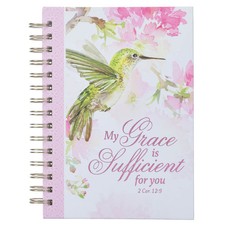 Pink Journal w/Scripture My Grace Large Bible Verse Notebook, 192 Ruled Pages,