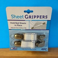 EVRI Bed 4 Piece Sheet Strap Grippers Fasteners Elastic Fastening Clamps Strong