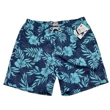Trunks Surf Swim Co. Swim Shorts Hibiscus Print Mesh Lined Blue Tropical L NWT