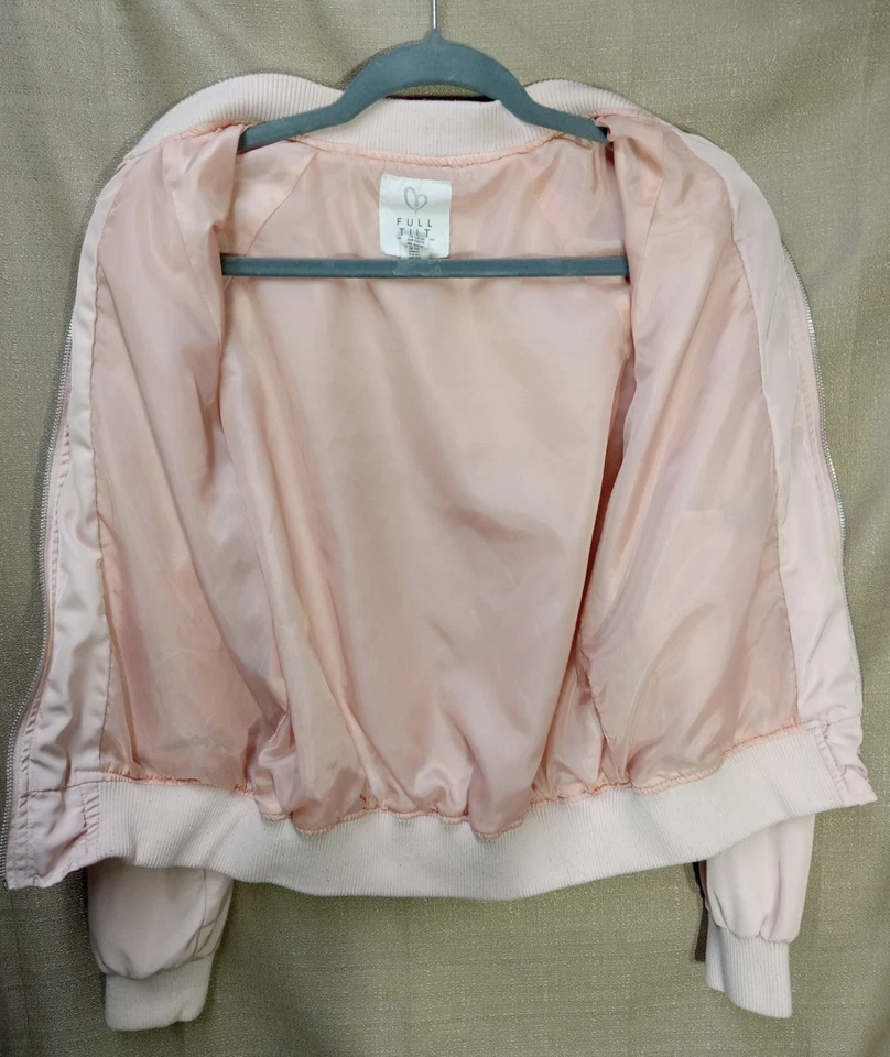 FULL TILT - BOMBER JACKET - BABY PINK - LINED - ZIP FRONT - Womens SIZE SMALL - Image 3 of 4