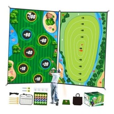 Golf Chipping Game Mat Double Sided,40 pcs Golf Game Set with 6 5 FT Golf Green