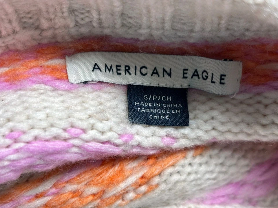 Suéter American Eagle tejido suave difuso Fair Isle para mujer talla S multicolor Foto 3 de 4