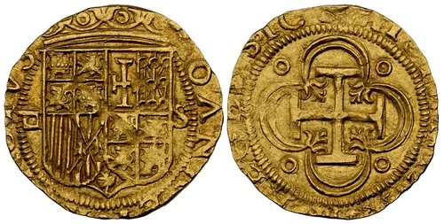 SPAIN. Charles & Johanna. (1516-56) ND-S D AV Escudo. NGC MS64. Cayon 3149