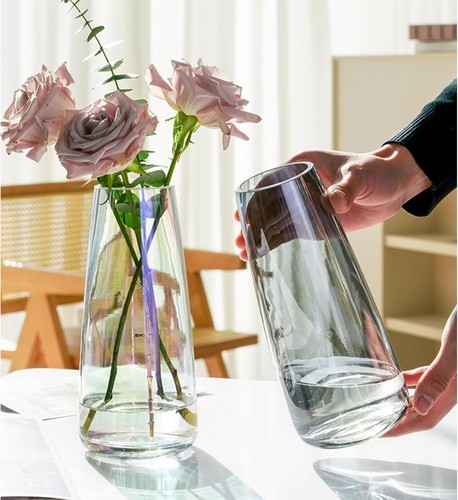 Stunning Ins Modern Glass Vase in Crystal Gray - Perfect for Floral Arrangements - Picture 4 of 10