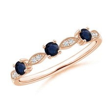 Blue Sapphire Stone Prong Three-stone Mothers day Wedding Ring 925 Silver