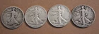 4 Walking Liberty Half Dollar Coin LOT 90% Silver,1935-D, 1936-P, 1937-P, 1939-P