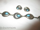 VINTAGE SIGNED SS NAVAJO INDIAN GREAT BEAR PAW SHADOWBOX BRACELET EARRING STERL — photo 1
