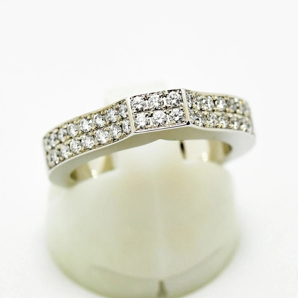 Anillo Chopard Oro Blanco 18k Pavé Diamantes 2 Filas Banda Pulido Regalo US5.75-6 Foto 3 de 4