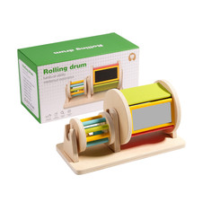 Educational Toys Montessori Learning Sensory Textile Drum TQ Wood Toy 1Pc
