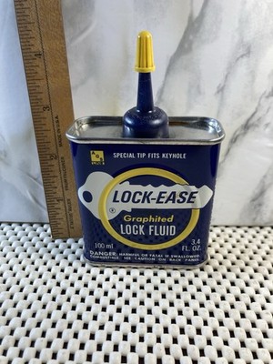 VINTAGE--LOCK-EASE GRAPHITED LOCK FLUID-3.4 oz. CAN  --PLASTIC TOP - EMPTY-33M