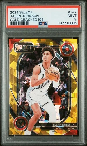2024 Panini Select Basketball Gold Cracked ice Jalen Johnson #247 PSA 9
