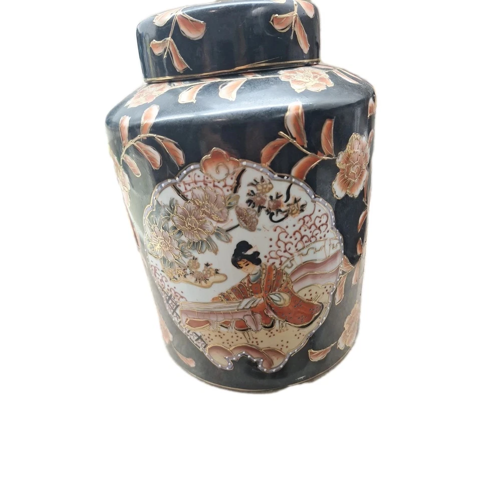 Vintage Handpainted Oriental Ginger Jar Ceramic  - Image 2 of 4