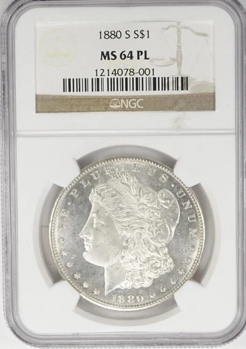 1880-S Morgan Silver Dollar S$1 - NGC MS-64 PL - Gorgeous Coin