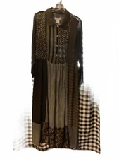 Citron Of Santa Monica Art to wear Maxi Long Sleeve Patchwork Dress Small