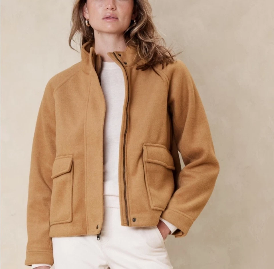 Chaqueta corta para mujer Banana Republic Carmel cepillado Melton talla S suave clásica Foto 2 de 4