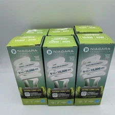 Lot of 6 NIAGARA CONSERVATION Warm WHITE CFL 20 W / 75 W LONG LIFE Light bulb