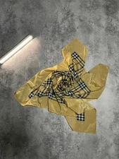 Vintage Authentic Silk Scarf - Geometric Nova Check, Brown Beige Bandana