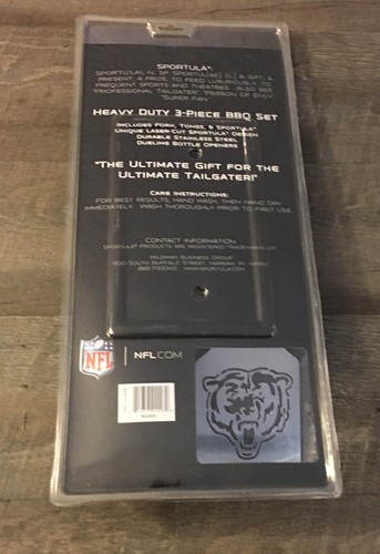 Chicago Bears 3 Piece BBQ Grill Tools Tongs Spatula Fork New - Picture 2 of 2