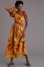 NWT ANTHROPOLOGIE X FARM RIO Sz M ONE SHOULDER PRINTED MAXI DRESS